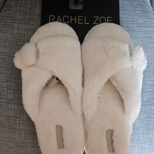 Rachel Zoe Cream Fuzzy Slippers